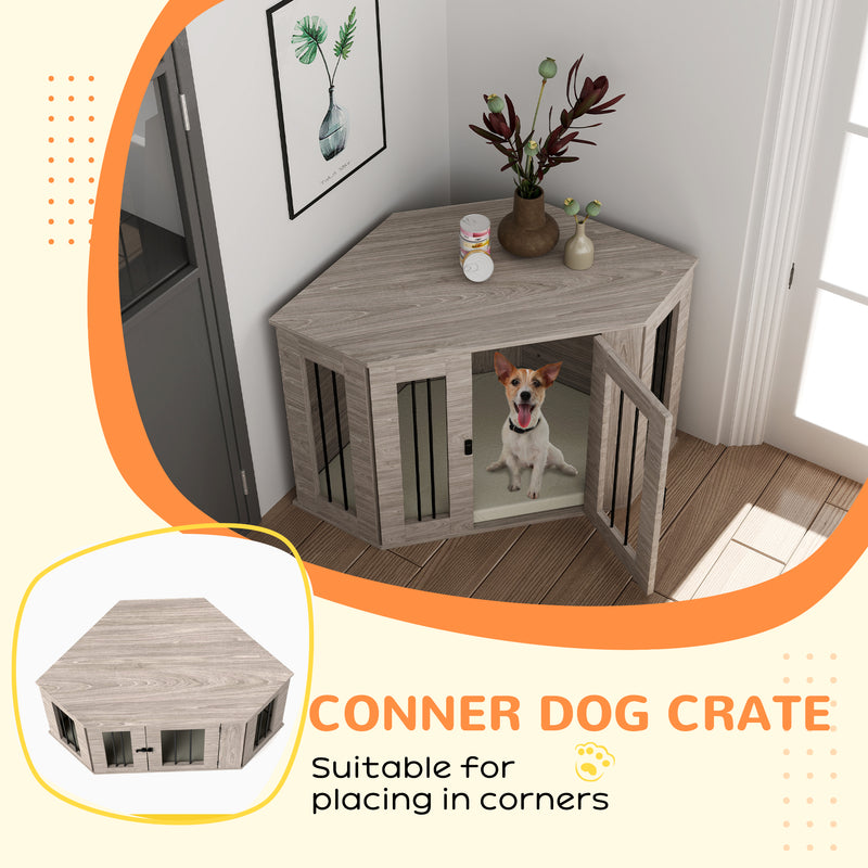 PawHut Dog Crate Furniture w/ Cushion, Door - Walnut Brown