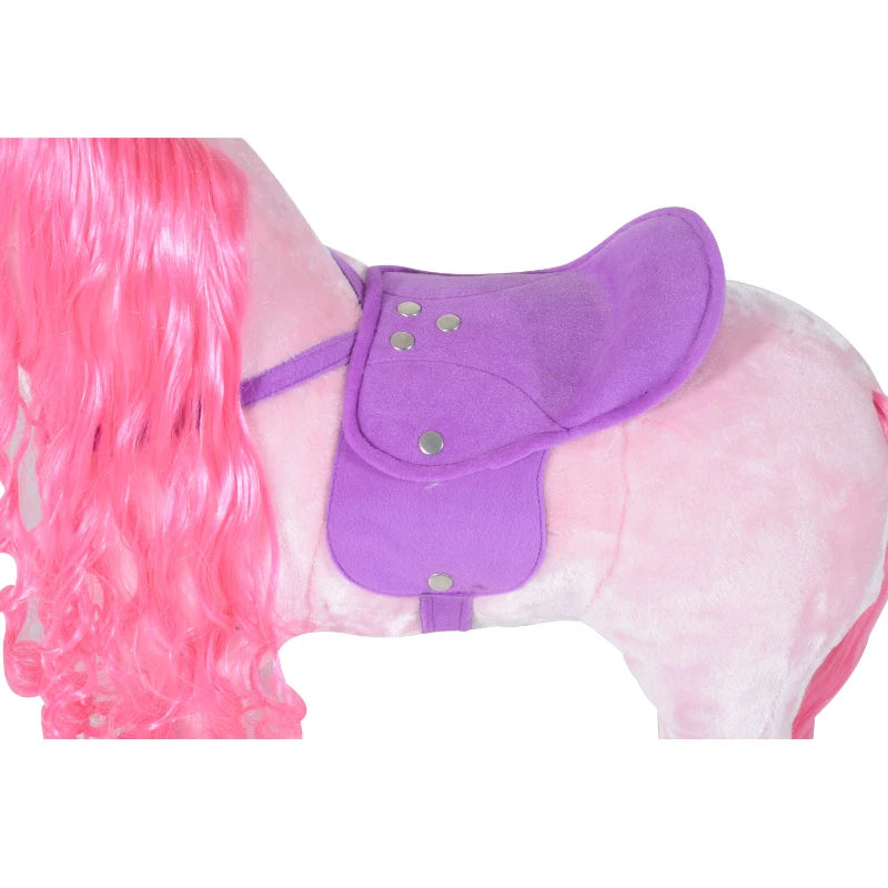 HOMCOM Children's  Walking Horse W/Sound-Pink