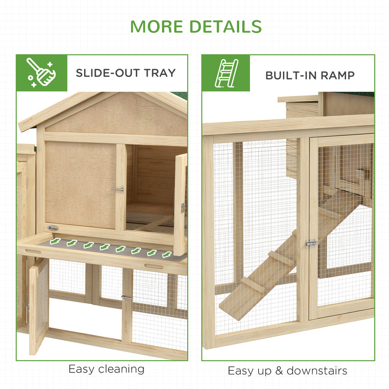 Pawhut Wood Chicken Coop Hens Cage Poultry House with Nesting Boxes Run