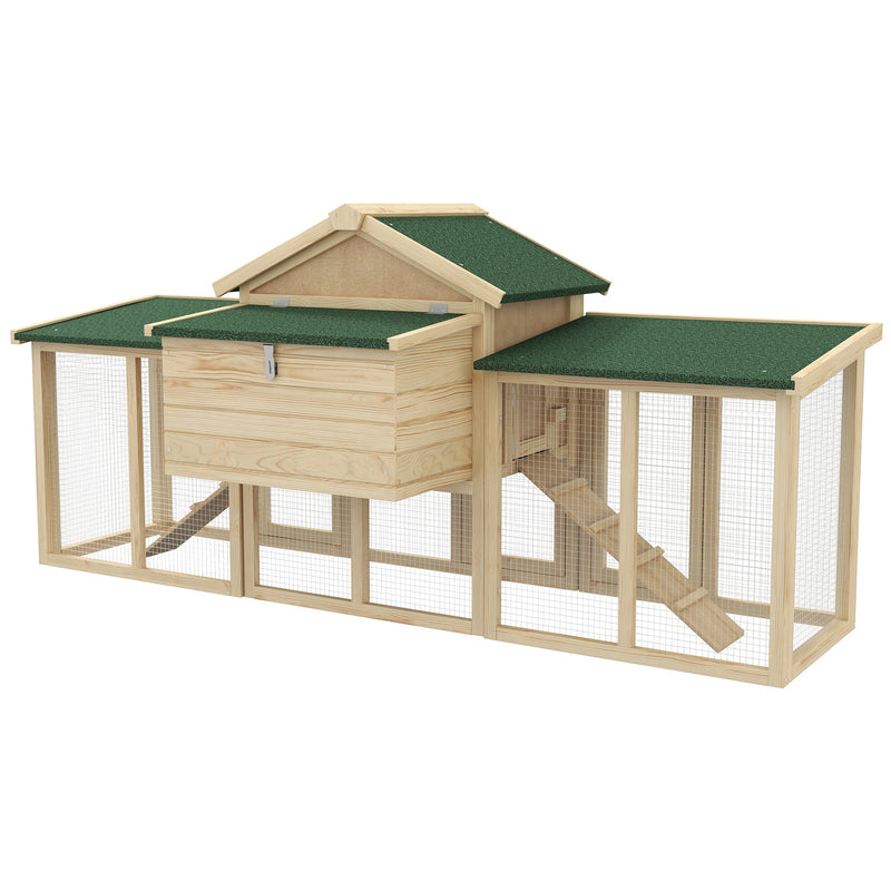 Pawhut Wood Chicken Coop Hens Cage Poultry House with Nesting Boxes Run