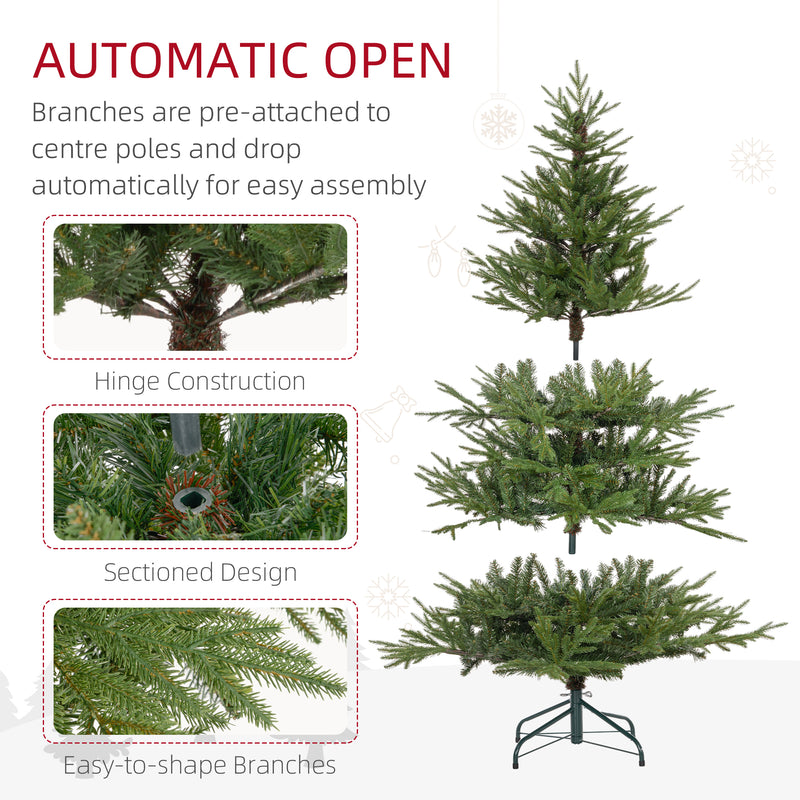 HOMCOM Artificial Christmas Tree with Realistic Hinged Branches, Green