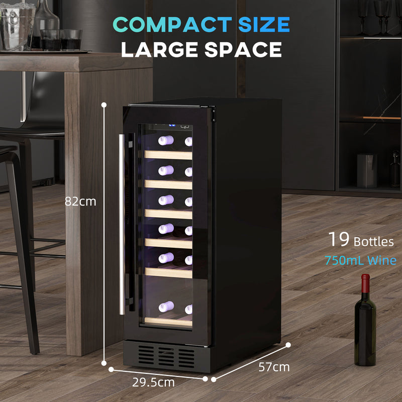 HOMCOM Freestanding / Built-in Wine Cooler Fridge, 19 Bottle, Black