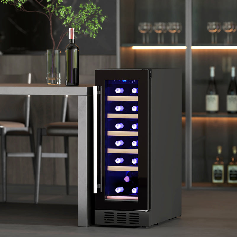 HOMCOM Freestanding / Built-in Wine Cooler Fridge, 19 Bottle, Black