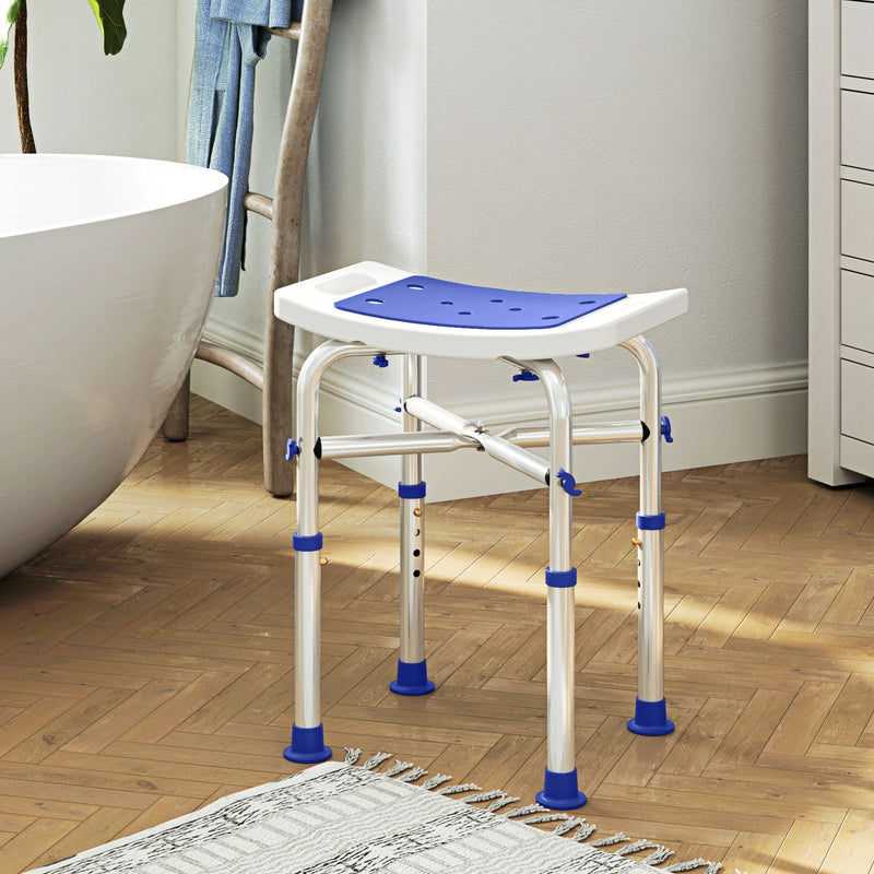 HOMCOM Adjustable Shower Stool with Foot Pads for Elderly Disabled Purple