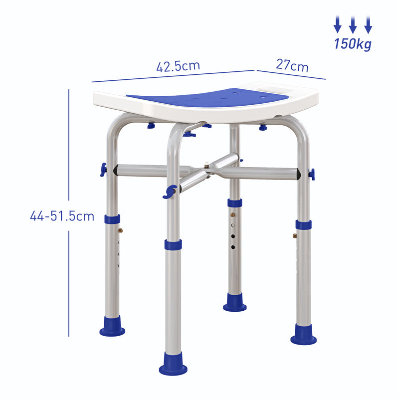 HOMCOM Adjustable Shower Stool with Foot Pads for Elderly Disabled Purple