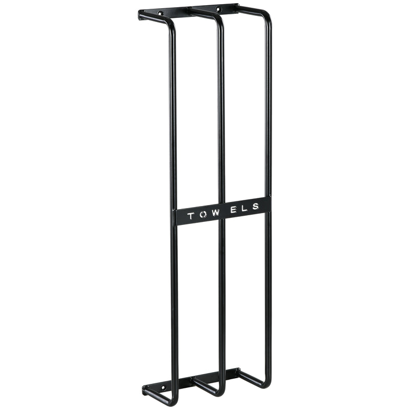 HOMCOM Metal Towel Rack Wall Mounted, 3 Bar Towel Rail for Bathroom, Black