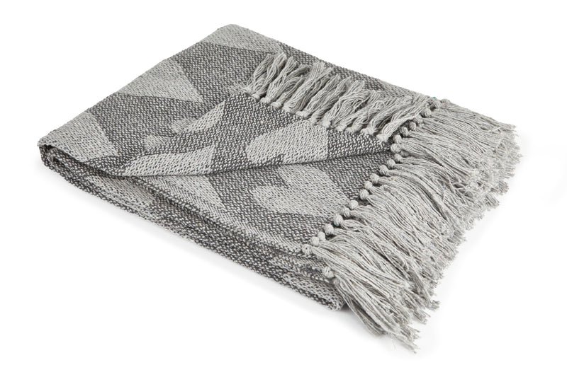 Heart - Recycled Cotton Throw With Heart Design In Grey