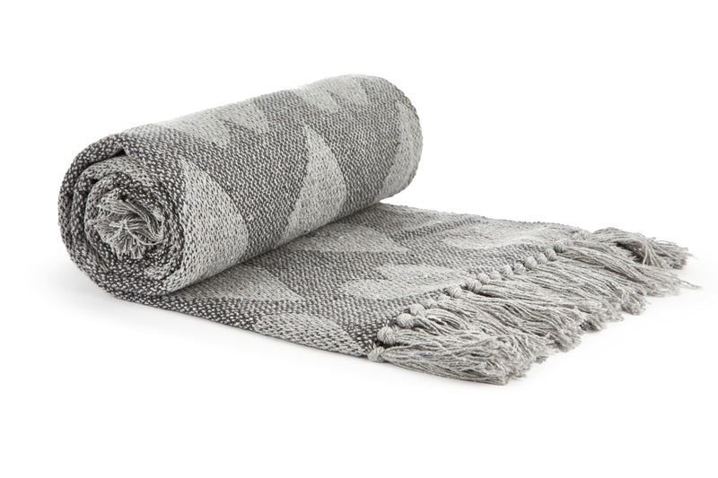 Heart - Recycled Cotton Throw With Heart Design In Grey