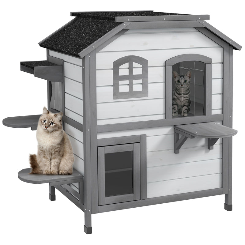 PawHut Kitten Condo with Openable Roof, Catio Enclosure Furniture, White