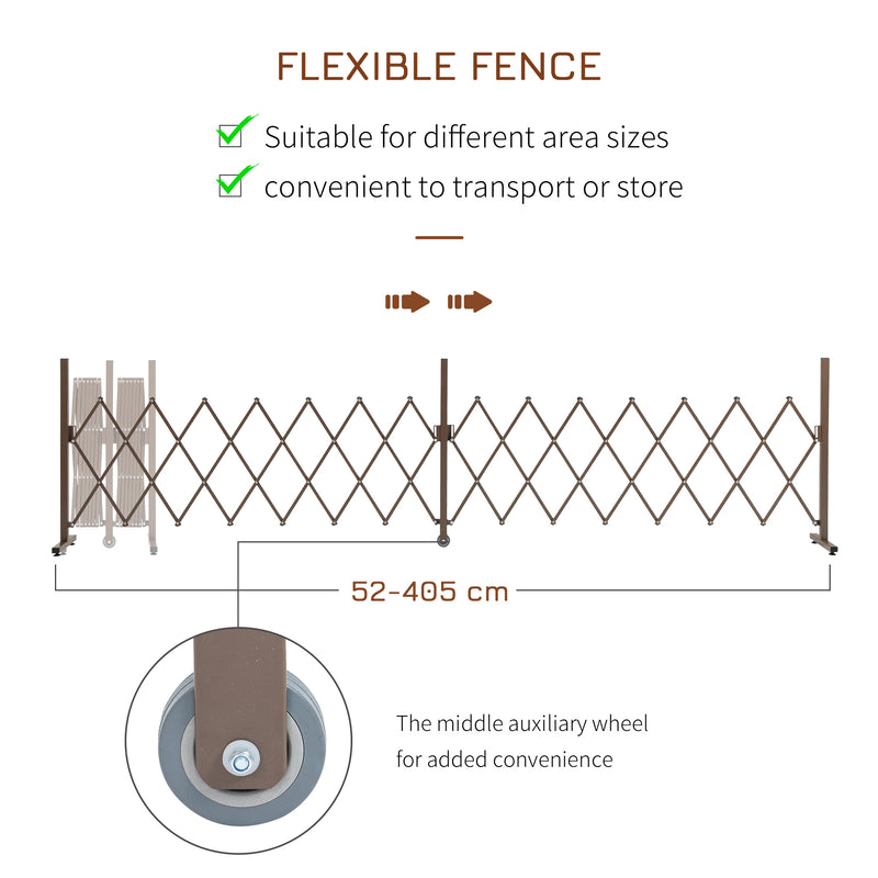 Outsunny Aluminium Alloy Fence Foldable Garden Screen Panel, Dark Brown