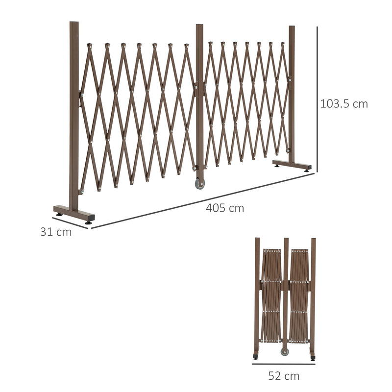 Outsunny Aluminium Alloy Fence Foldable Garden Screen Panel, Dark Brown