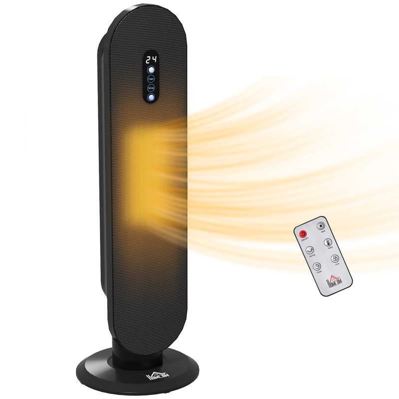 HOMCOM Ceramic Space Heater Tower Heater W/ 45° Oscillation, Black