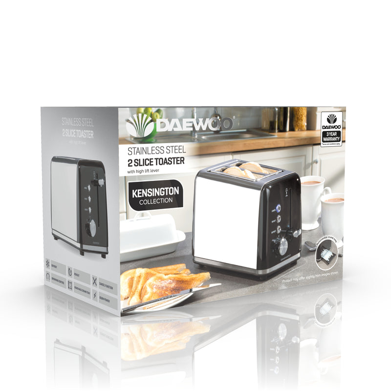 Daewoo Kensington 2 Slice Toaster - Black