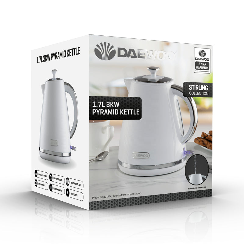 Daewoo Sterling 1.7l Pyramid Kettle - White