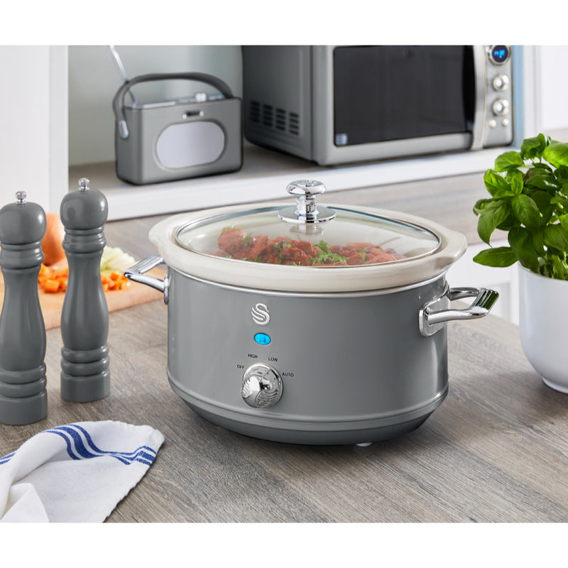 Swan Slow Cooker Retro Grey 3.5L  - Grey