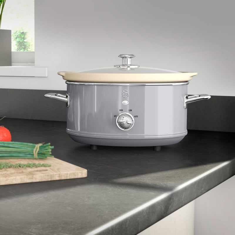 Swan Slow Cooker Retro Grey 3.5L  - Grey