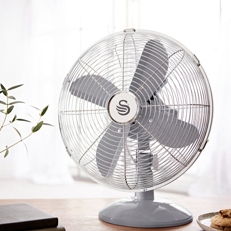 Swan Retro Desk Fan 12"  - Grey