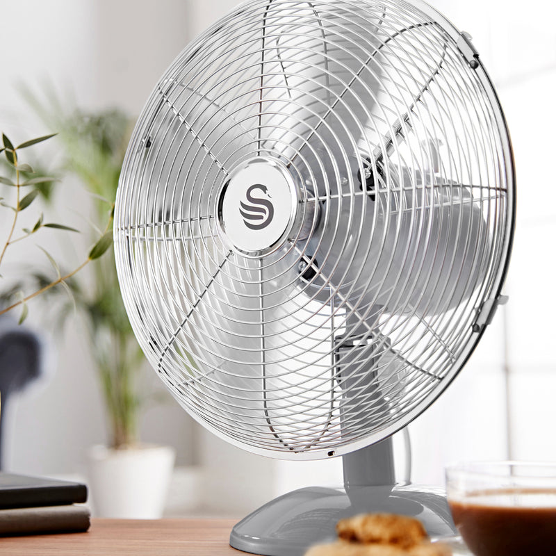 Swan Retro Desk Fan 12"  - Grey