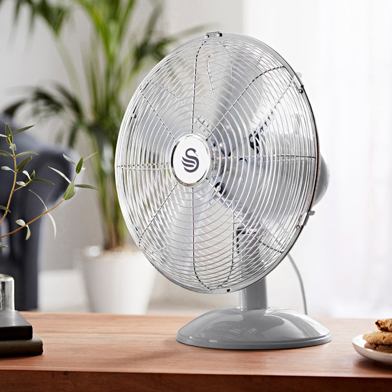 Swan Retro Desk Fan 12"  - Grey