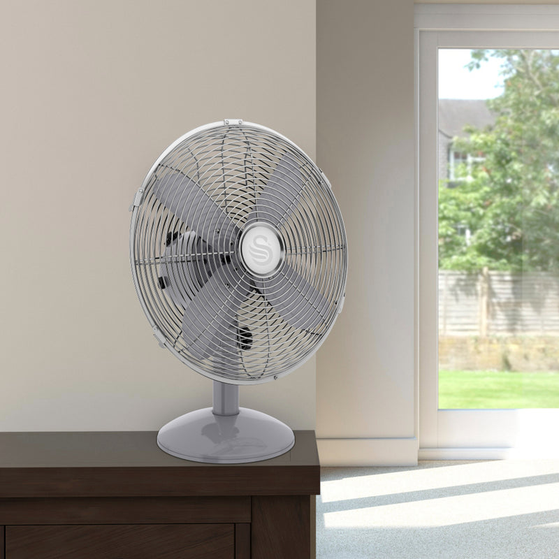 Swan Retro Desk Fan 12"  - Grey