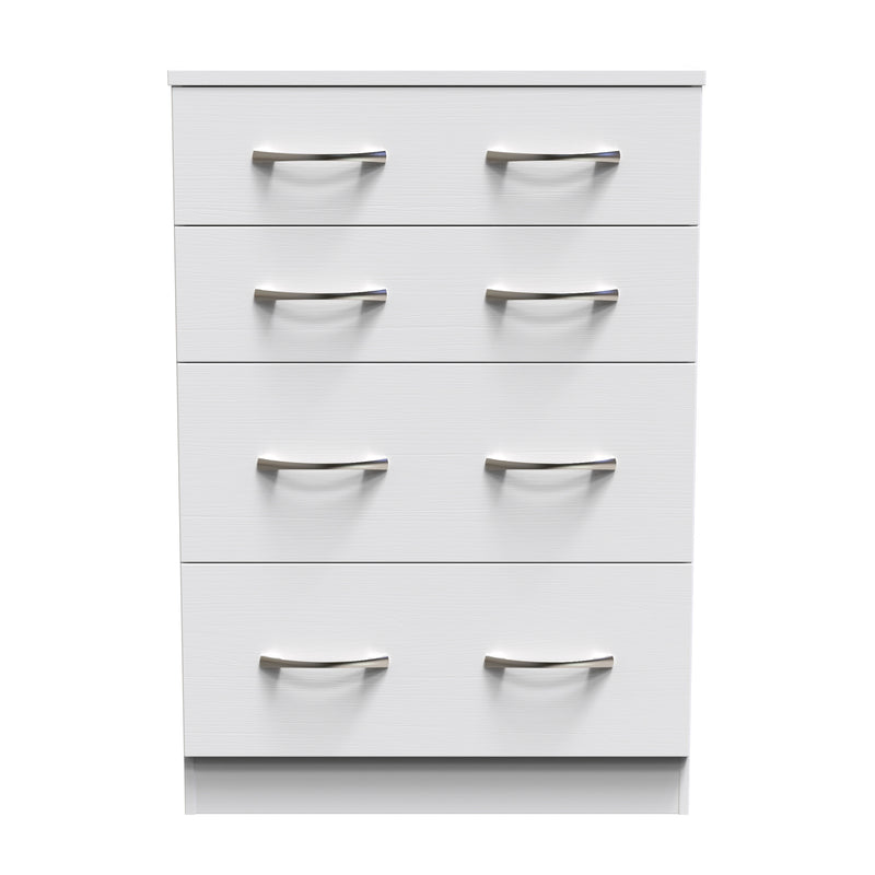 Seville Ready Assembled Chest Of Drawers with 4 Drawers - White Ash / White Ash