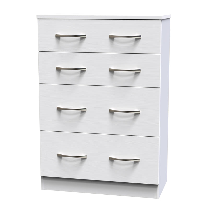 Seville Ready Assembled Chest Of Drawers with 4 Drawers - White Ash / White Ash