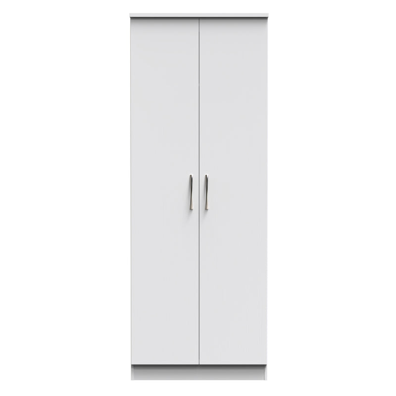 Seville Ready Assembled Wardrobe with 2 Doors - White Ash / White Ash