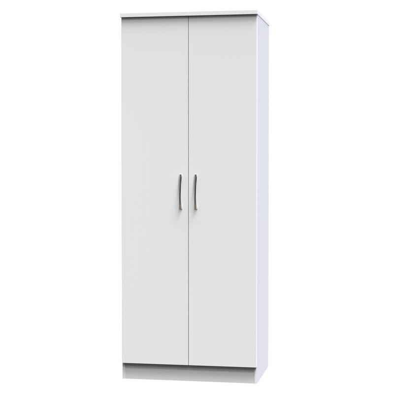 Seville Ready Assembled Wardrobe with 2 Doors - White Ash / White Ash