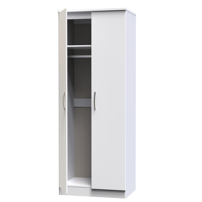 Seville Ready Assembled Wardrobe with 2 Doors - White Ash / White Ash