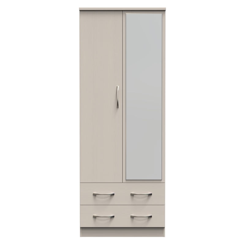 Seville Kashmir Ash Ready Assembled Wardrobe with 2 Doors and 2 Drawers with Mirror