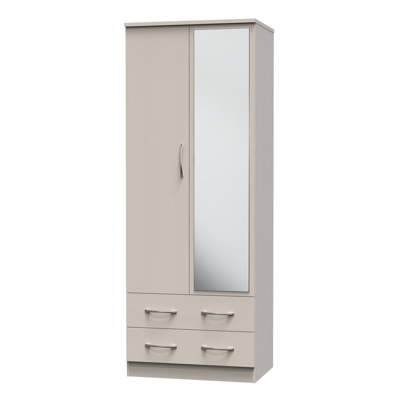 Seville Kashmir Ash Ready Assembled Wardrobe with 2 Doors and 2 Drawers with Mirror