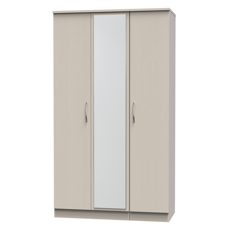 Seville Ready Assembled Wardrobe with Triple Mirror - Kashmir Ash / Kashmir Ash