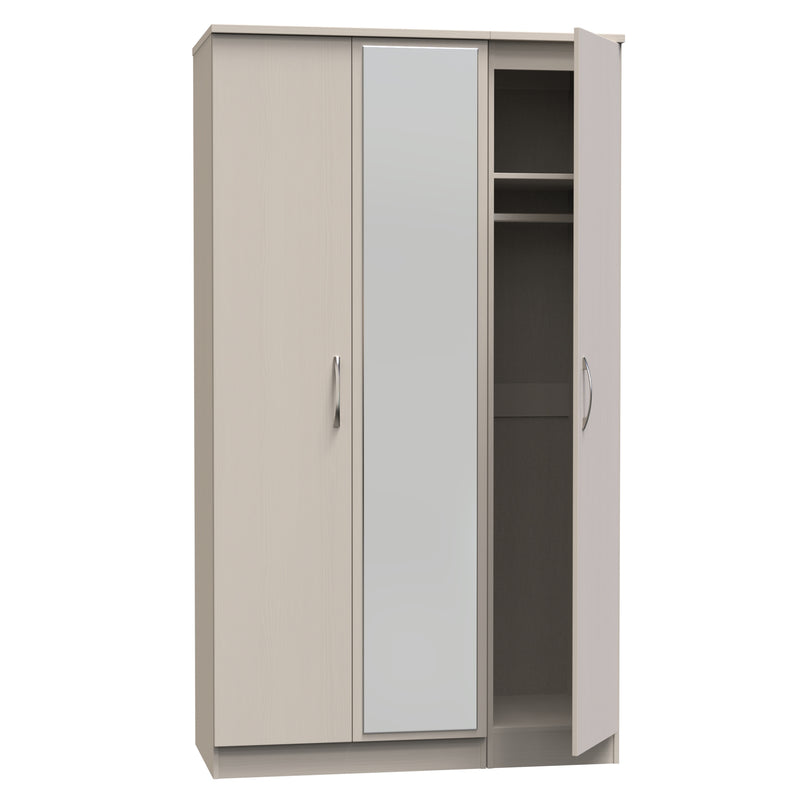 Seville Ready Assembled Wardrobe with Triple Mirror - Kashmir Ash / Kashmir Ash