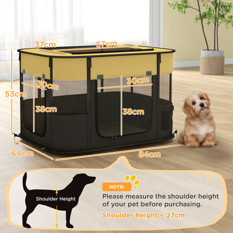 PawHut Portable Dog Pen for Puppies, Rabbits, Kittens, Guinea Pigs - Yellow