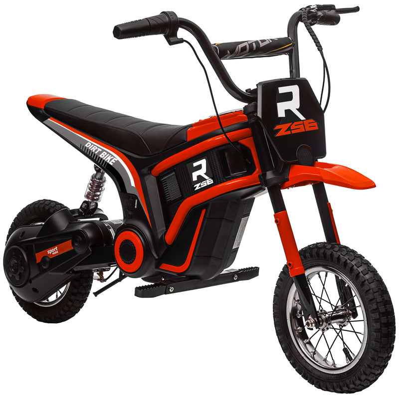 HOMCOM 24V Kids Red Electric Motorbike with Twist Grip Throttle, Music, Horn