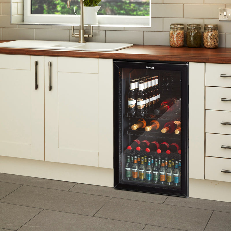 Swan Undercounter Fridge & Wine Cooler 80L  - Black