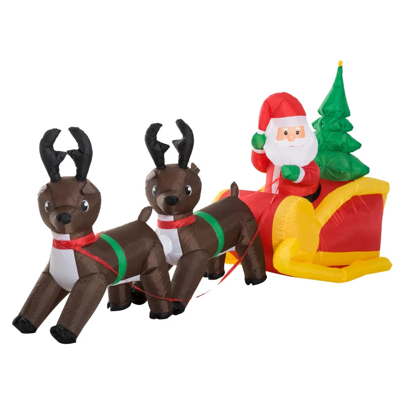 HOMCOM Christmas Inflatable Santa Sleigh with Reindeers 7ft