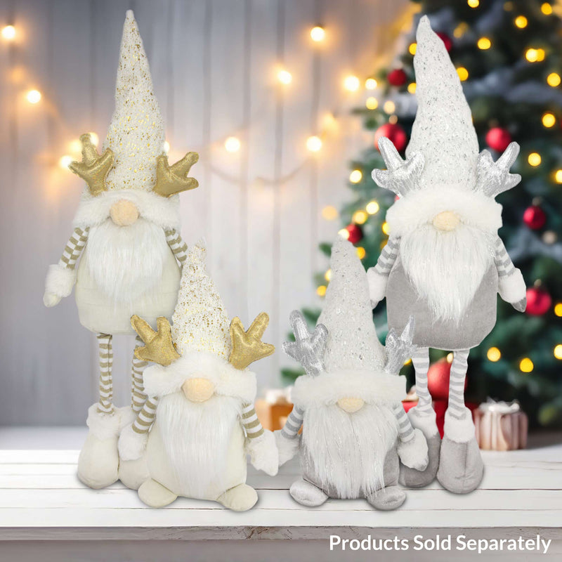 Standing Santa with Antlers - White