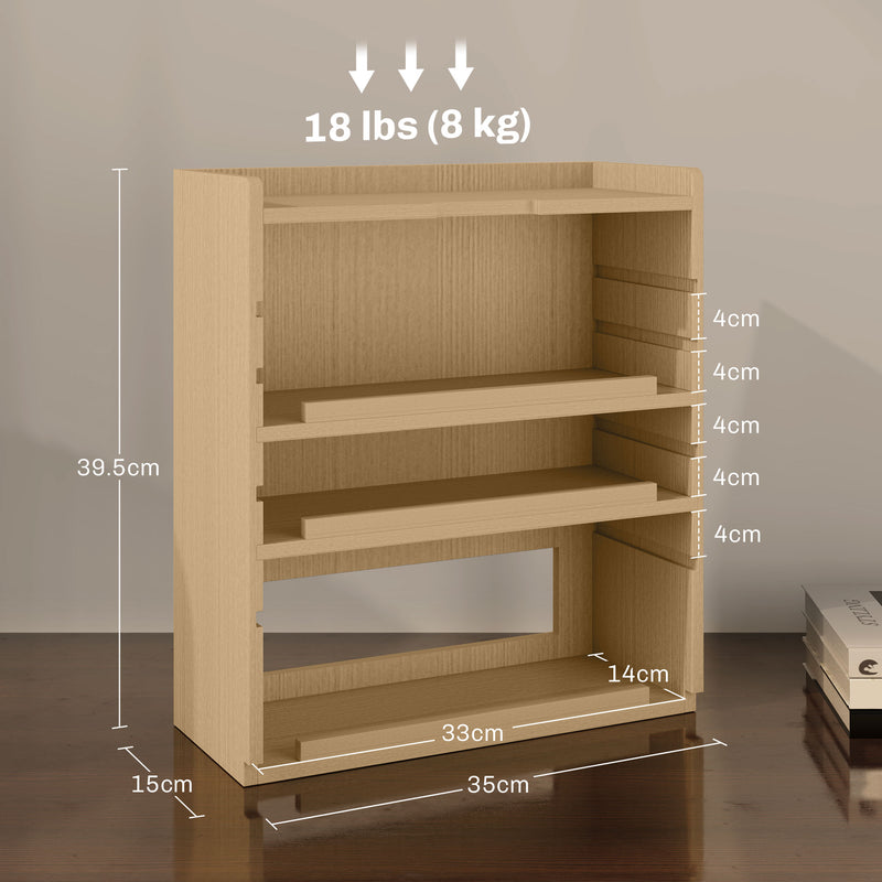 HOMCOM 4-Tier Desktop Organiser with Cable Management for Stationery Oak Tone