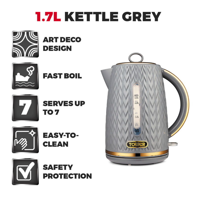 Tower Empire Kettle 3KW 1.7L  - Grey