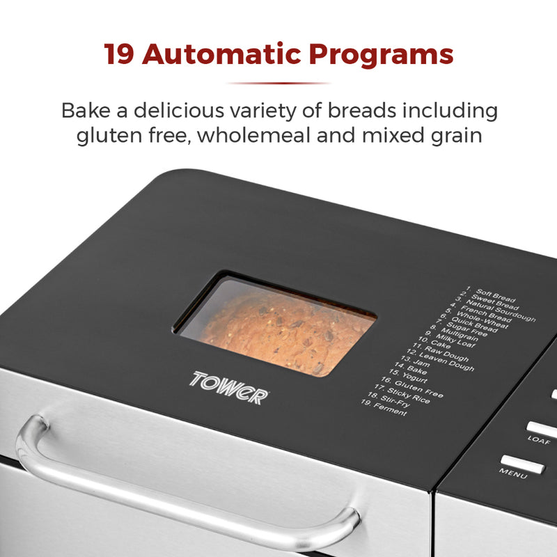 650W Bread Maker 19-in-1 Stainless Steel Automatic Bread Machine