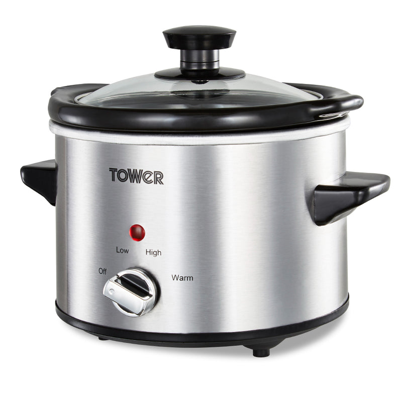 Tower Infinity Slow Cooker 1.5L  - Stainless Steel - Economical 120W