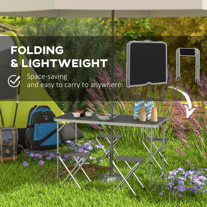 Outsunny Camping Table and Chairs Outdoor Indoor Use for BBQ Picnic Garden