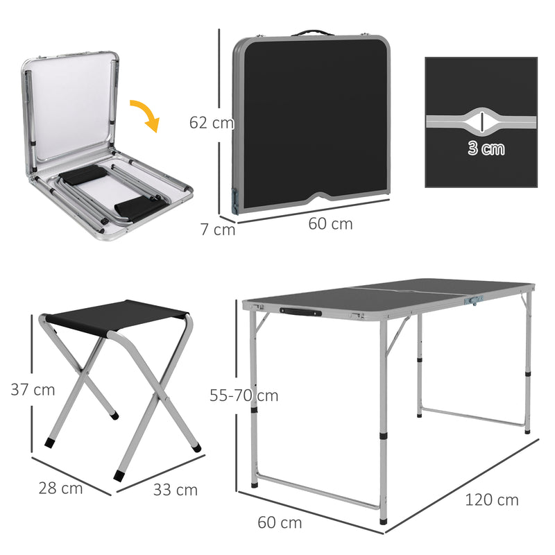 Outsunny Camping Table and Chairs Outdoor Indoor Use for BBQ Picnic Garden