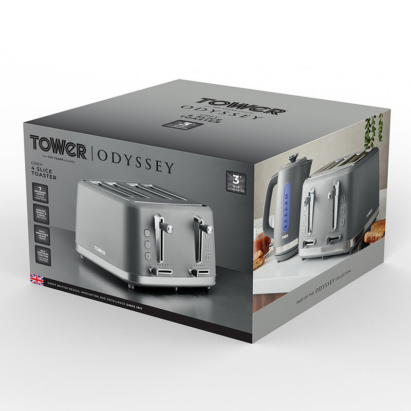 Tower Odyssey 4 Slice Toaster  - Grey