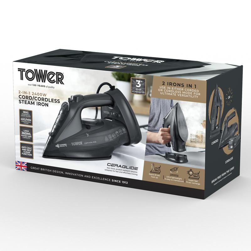 Tower Cord Cordless Steam Iron 2400w  - Grey