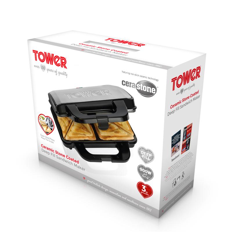 Tower Deep Fill Sandwich Maker 900w  - Black