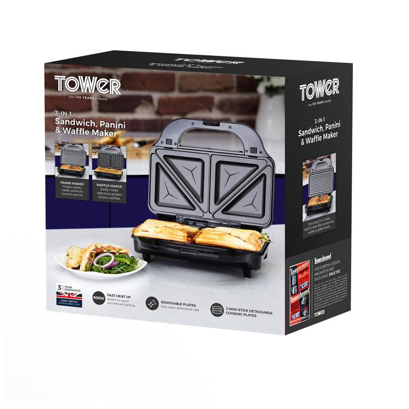 Tower Deep Fill Sandwich Maker 3in1