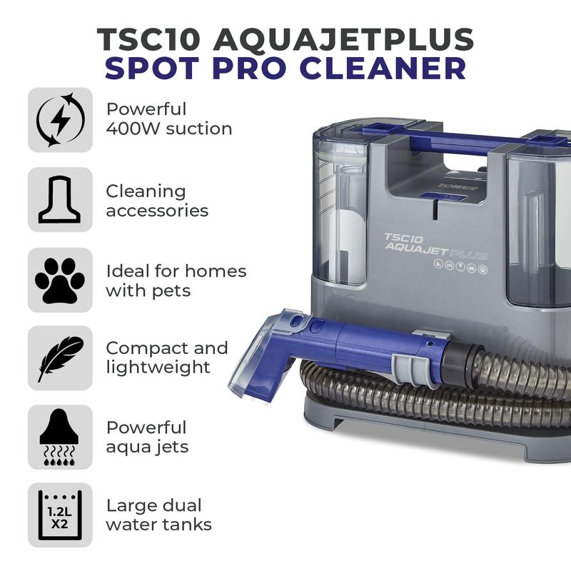 Tower AQUAJETPLUS Spot Pro Carpet Cleaner TSC10 - Grey