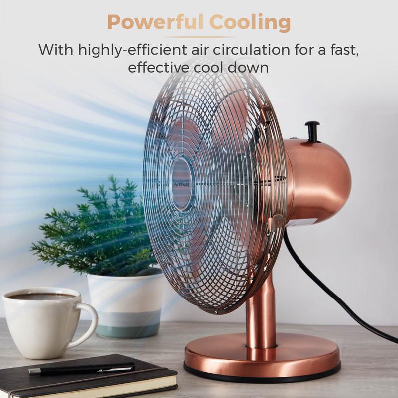 Tower Metal Desk Fan 12"  - Copper